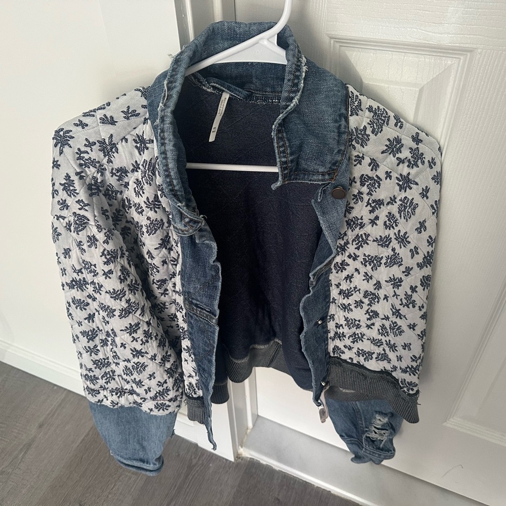 Free People Blue and White Floral Jacket